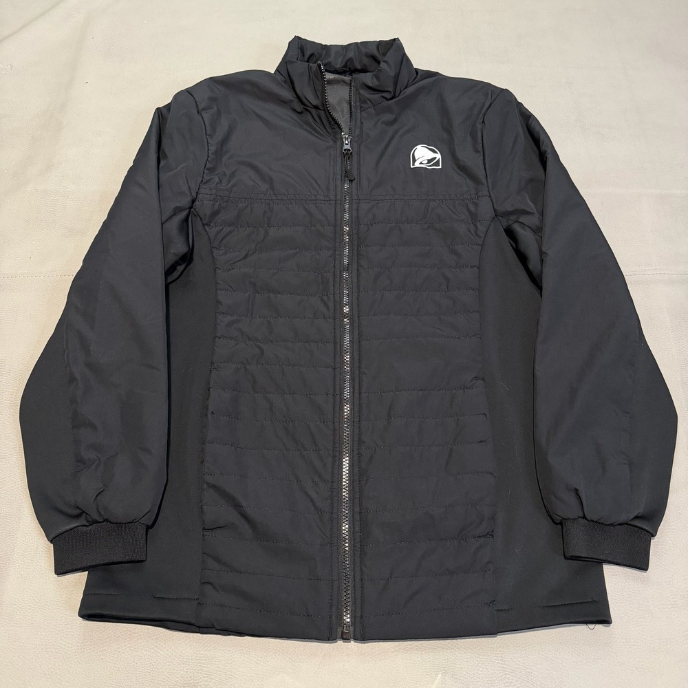 Taco Bell Employee Uniform Puffer Employee Worker Jacket Black Zip Quilt-S-6940